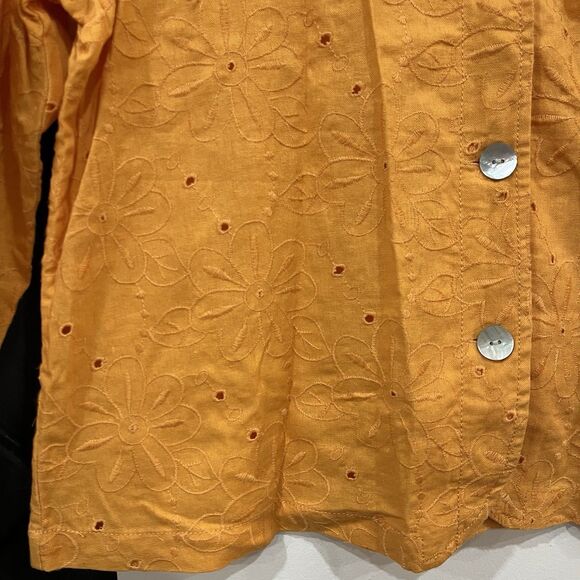 NWT Additions By Chico’s Orange Amici Eyelet Jacket Size 3/ XL Linen Blend - Picture 3 of 7